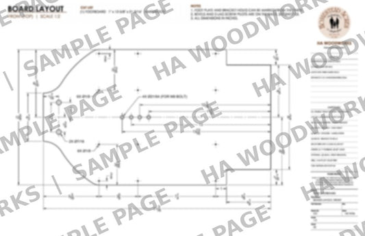 Sample page: Wide footboard board layout, front (blurred preview)