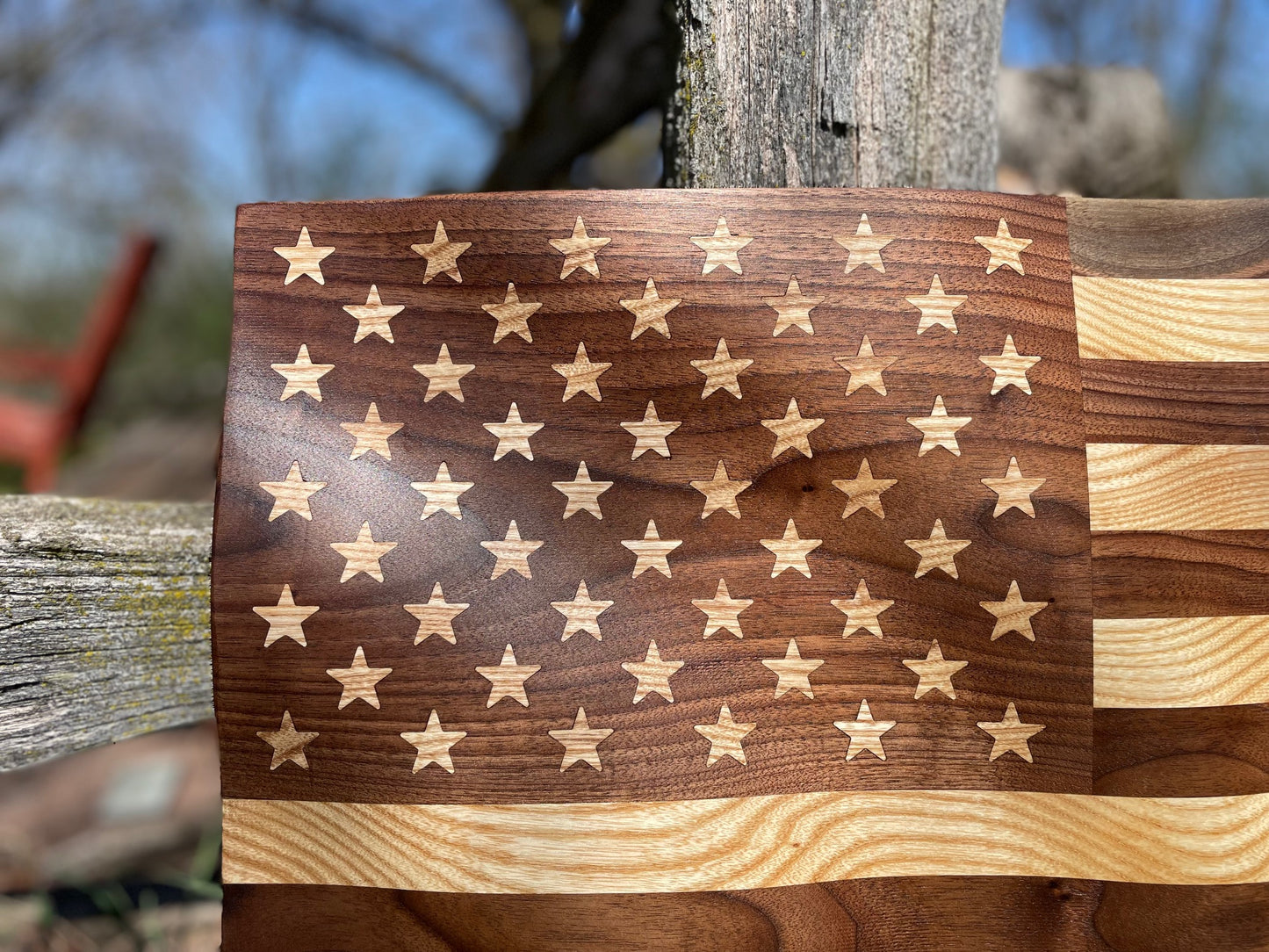 US American Old Glory Wavy Flag - Walnut & Ash - Handmade