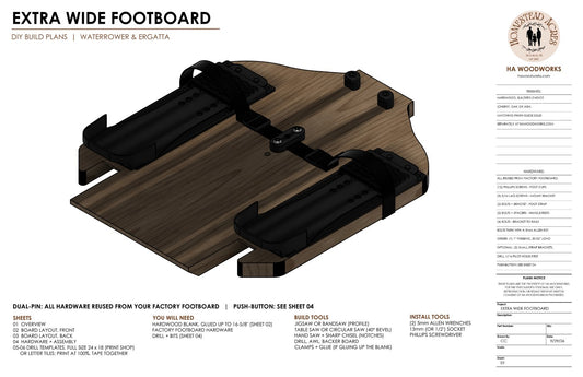Digital Plans - Ergatta and WaterRower Extra Wide Footboard Upgrade
