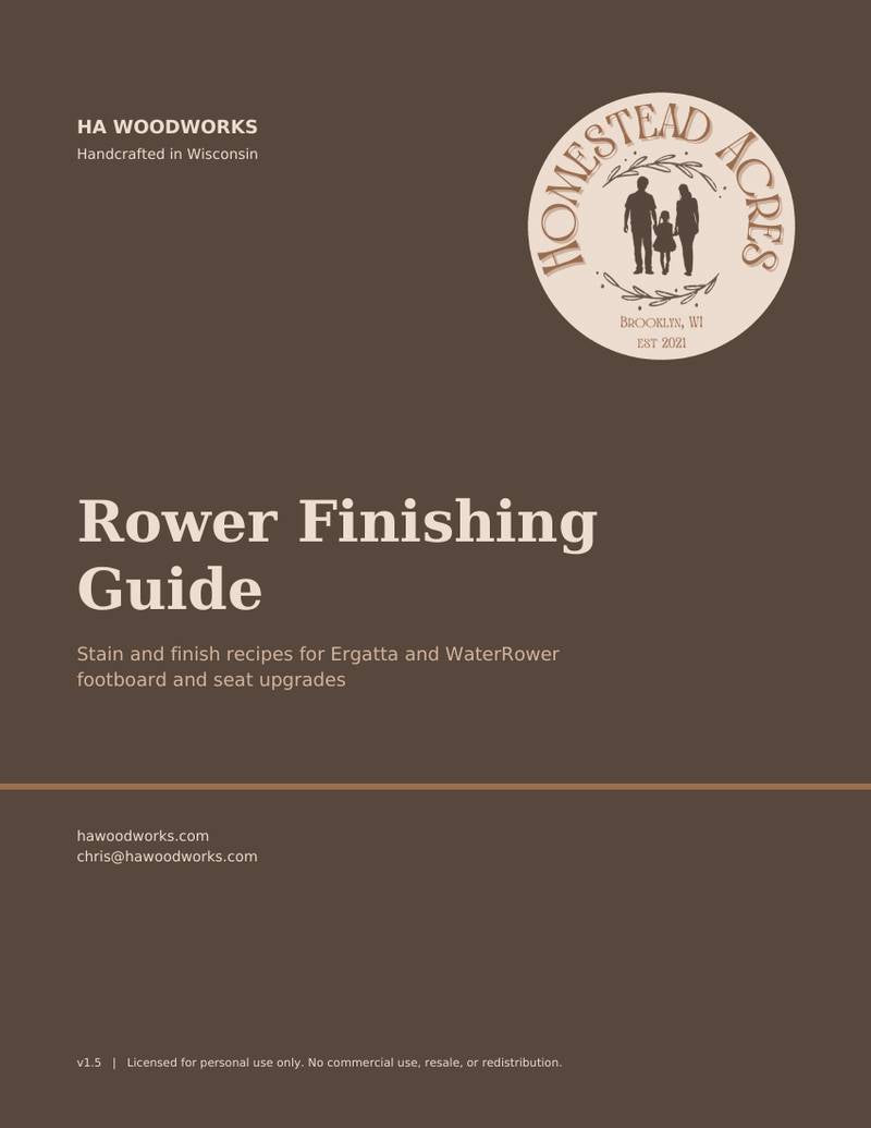 Digital Guide - Ergatta and WaterRower Rower Finishing Guide (Stain and Finish Recipes)