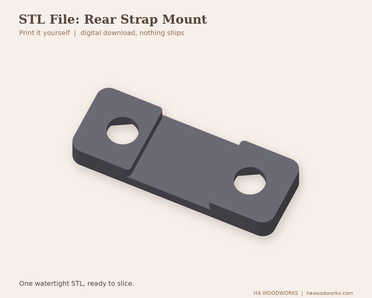 WR/Ergatta Rear Strap Mount for Push-Button Conversions - STL File