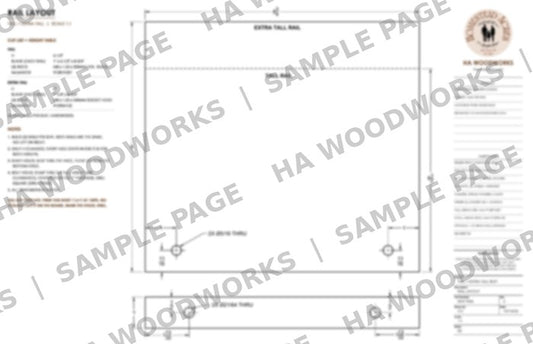 Sample page: full-size seat rail layout sheet (blurred preview)