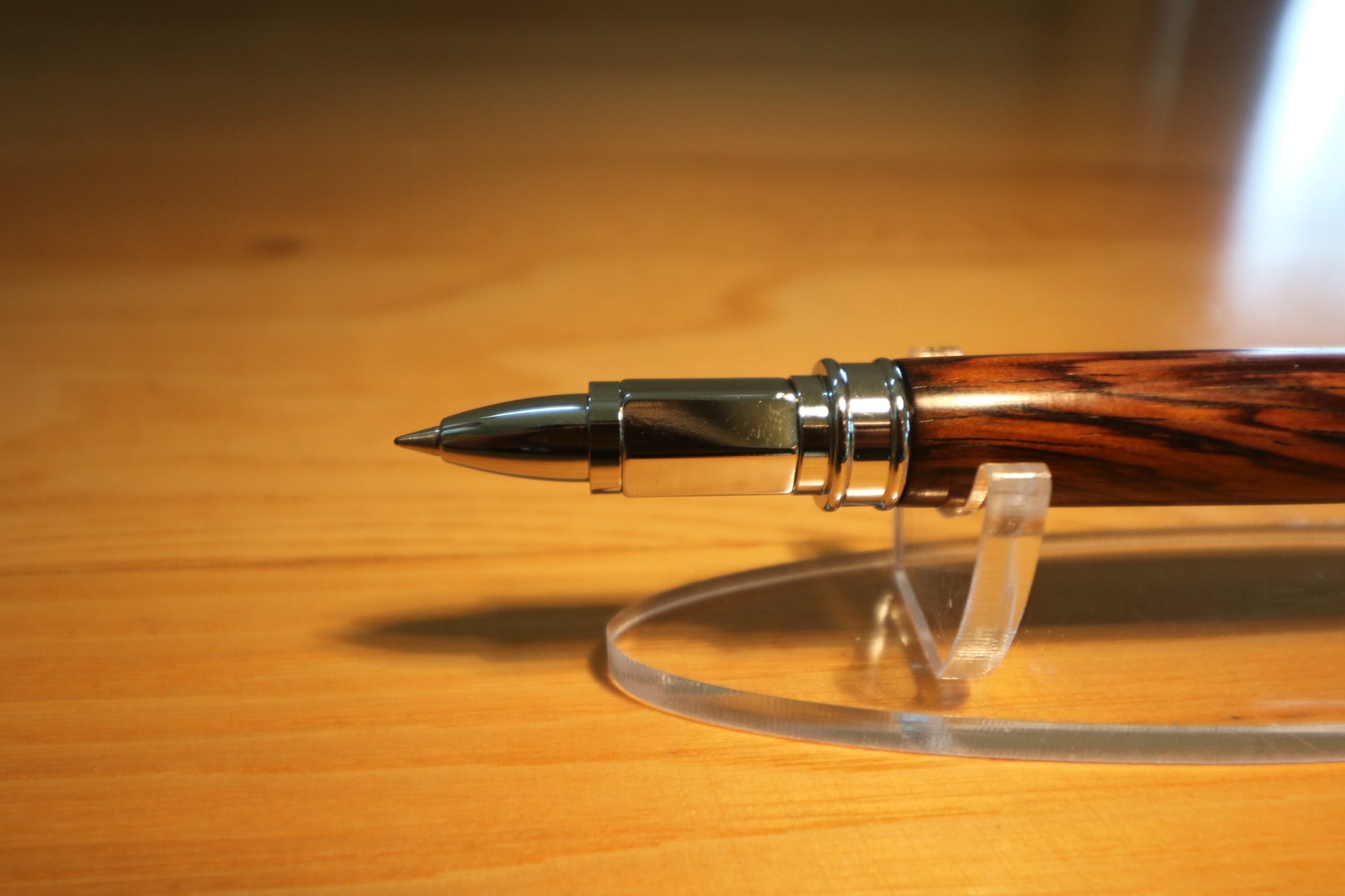 Premium Rollerball Pen w/Magnetic Cap - Chrome with Cocobolo - Graduation or Anniversary gift