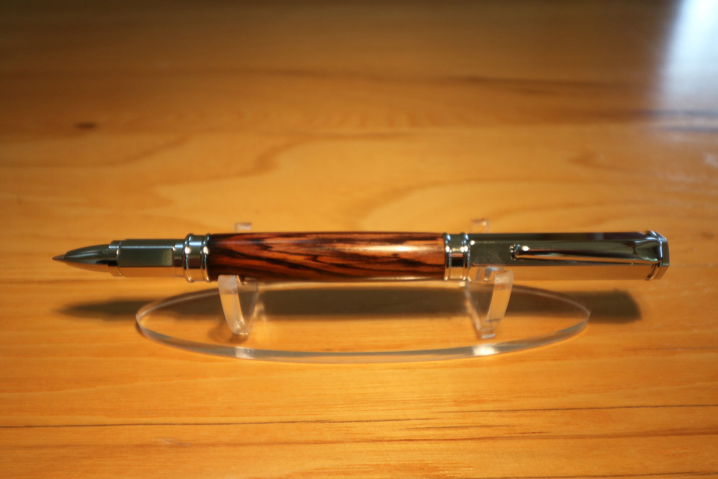 Premium Rollerball Pen w/Magnetic Cap - Chrome with Cocobolo - Graduation or Anniversary gift